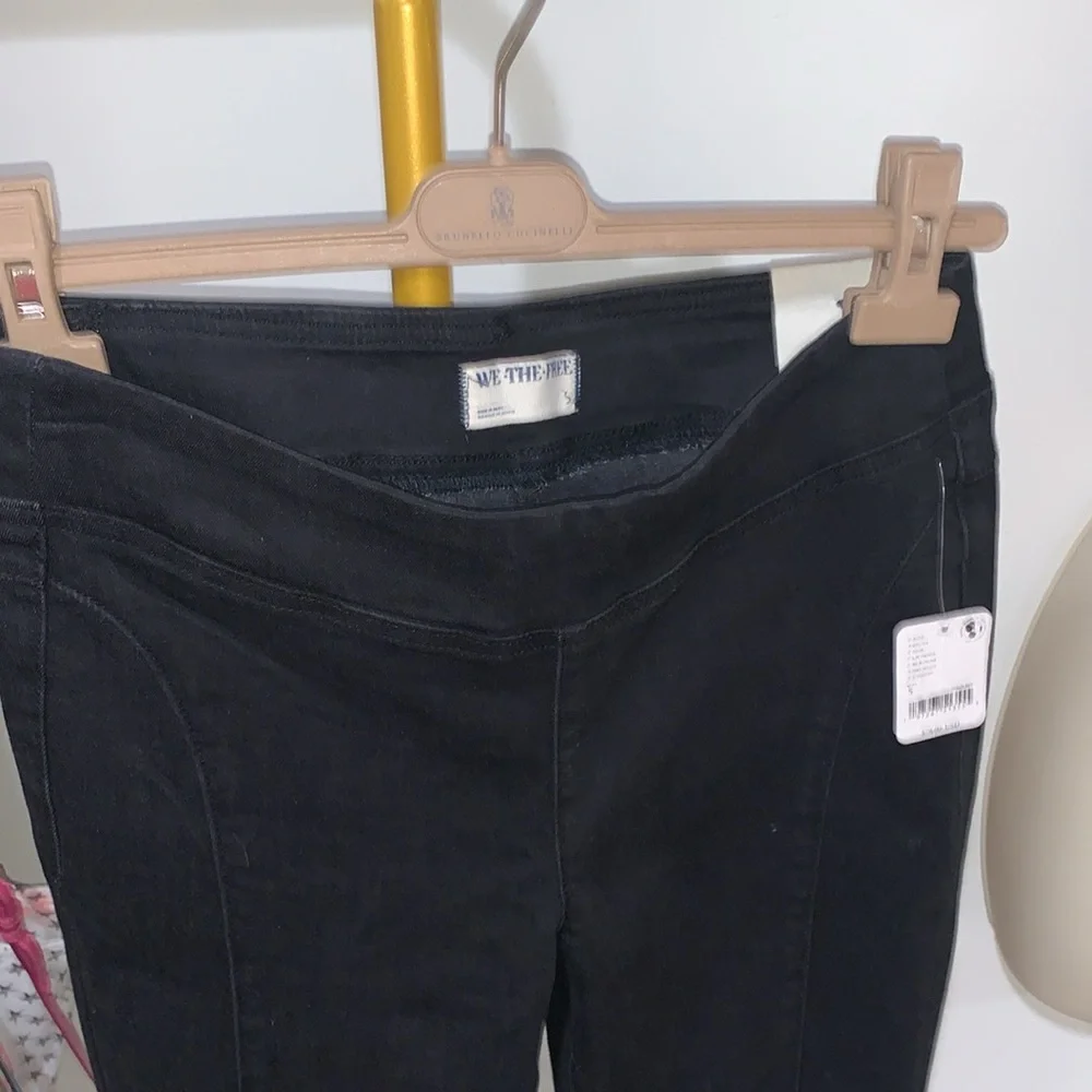 Free People Double Dutch Slit Skinny Mid-Rise Jean in Black Denim - Picture 7 of 14